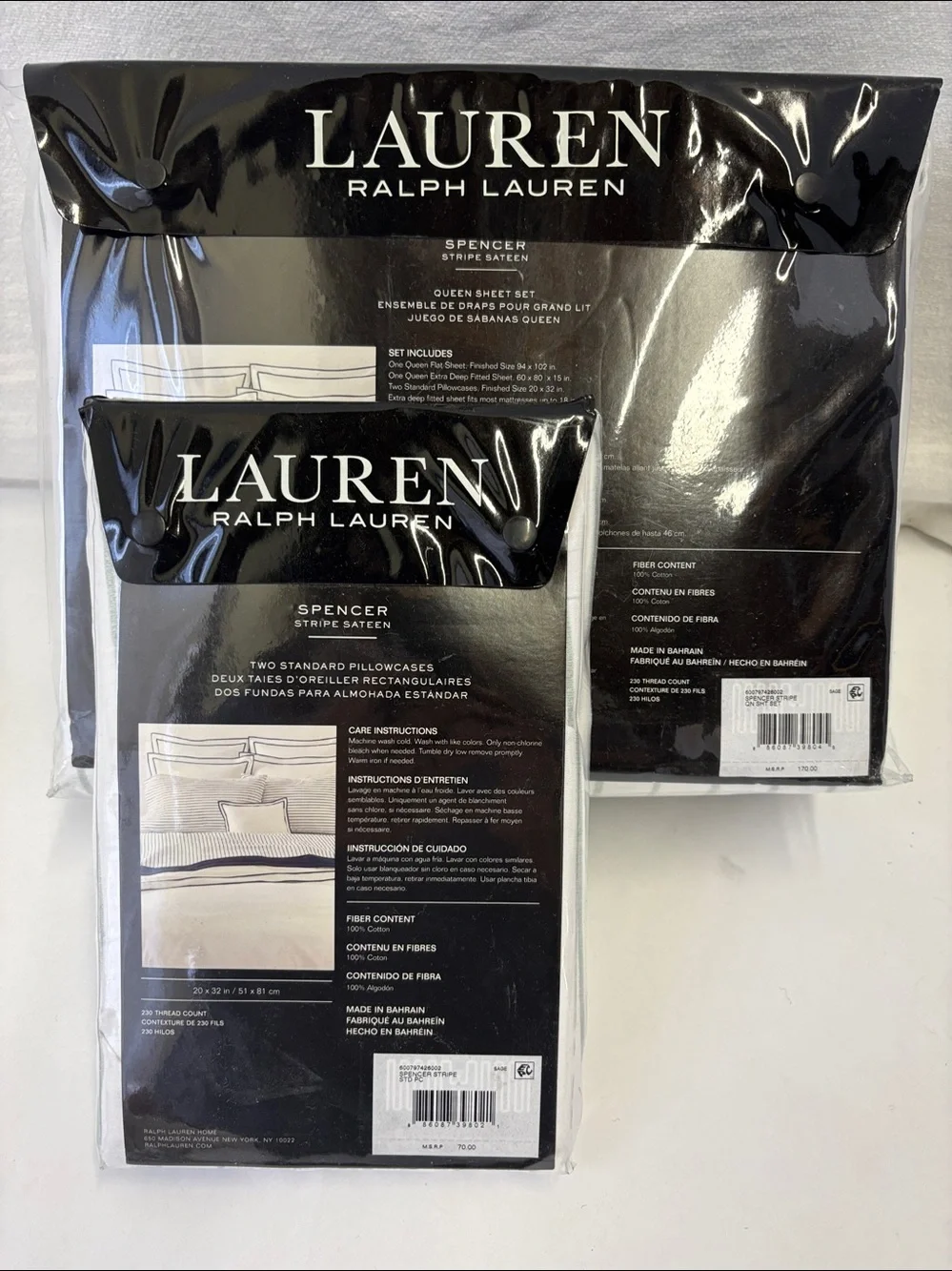 Lauren Ralph Lauren Spencer Sateen Stripe 6 Piece Sheet Set